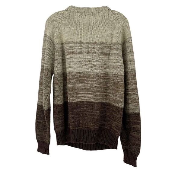 Vintage 90s Sweater Brown Ombre Stripe Womens Size Large Crew Neck Cartwell Top - Picture 2 of 6
